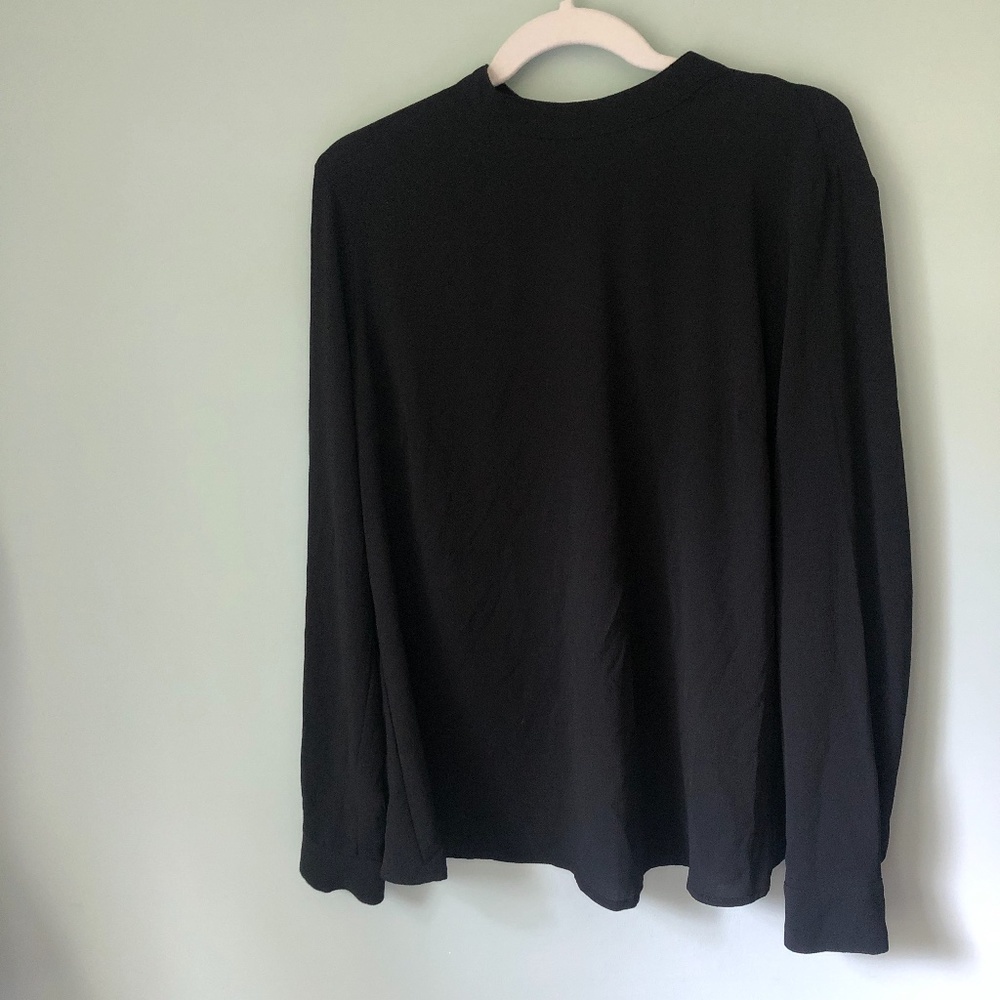 bebe open back blouse belt neck black top
